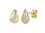 Paar Ohrstecker Firetti "Schmuck Geschenk Gold 333 Ohrschmuck Ohrringe Welle Bicolor", Gelbgoldfarben, WeißGoldfarben, Kristallweiß, Kristallweiß, Ohrringe, Damen, Gelbgold 333, Mit Zirkonia (Synth.)