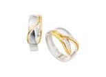 Paar Creolen Jobo, Silber (Silber 925), Ohrringe, Damen, 17,7Mm, Silber 925 (Sterlingsilber), Rund 925 Silber Bicolor Vergoldet Mit Zirkonia