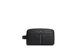 Kulturbeutel TOMMY HILFIGER TH CENTRAL WASHBAG, Gr. B/H/T: 21cm x 12,5cm x 10cm, schwarz, Lederimitat, Taschen Kulturbeutel, Unisex Minibag, Hygienebeutel mit praktischer Handschlaufe