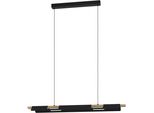 Eglo HäNgeleuchte "Ermua", Braun (Schwarz, Braun), H: 110Cm, 1 Stk., Leuchten, HäNgeleuchte In Schwarz Und Braun Aus Stahl, Holz - 27W - Warmweiß, HäNgeleuchte