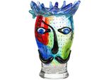 Tischvase Gilde "Gesichtsvase Donald GrüN; Rot H. 29 Cm", Bunt (GrüN, Rot), B:19Cm H:29Cm T:19Cm, Glas, Vasen