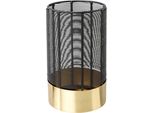 Windlicht Otto Home "Kerzenhalter Alienor", Gold (Schwarz, Goldfarben), H:22Cm Ø:13Cm, Metall, Kerzenhalter, Windlicht, Aus Metall, Mit Draht-Struktur
