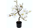Kunstbaum I.Ge.A. "Magnolienbaum", Weiß, B:50Cm H:58Cm, Obermaterial: 90% Kunststoff, 10% Polyester, Kunstpflanzen, Im Kunststofftopf