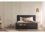 Polsterbett Home Affaire "Merrit", Grau (Anthrazit), B:153Cm H:124Cm L:214Cm, Struktur (70% Recyceltes Polyester, 30% Polyester), Betten, Polsterbett Ohne Bettkasten Polsterbett, Quernaht Im Kopf- Und FußTeil, In 5 Breiten, Auch In 220 Cm LäNge