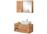 BadmöBel-Set Welltime "Davos", Braun (Eichefarben), Becken Rechts, KastenmöBel-Sets, BadmöBel-Set, Waschplatz, HäNgeschrank Und Bad-Spiegel