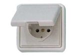 Presa Di Corrente Kopp Da Incasso A Prova Di Umidità Standard IP44 Bianco Artico Coperchio A Cerniera