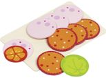 Goki 51810 Salsiccia Affettata, 8 Fette, 1 Foglia Di Lattuga, 1 Fetta Di Pomodoro, Multicolore (1 Set)