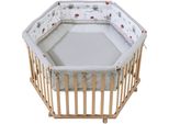 Laufgitter Roba "Cosiplay Adam & Eule, Natur, 6-Eckig", Baby, Beige (Natur), LaufstäLle Laufgitter, Mit Stoffeinlage Und Nestchen