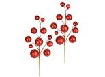 Kunstzweig I.GE.A. Kunstzweig mit Kugeln, rot, B:15cm H:47cm L:7cm, Kunststoff, Kunstpflanzen, Kunstzweig, 2er Set Deko Zubehör für Adventskranz Kranz Girlande Weihnachtsdeko
