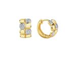 Paar Creolen Firetti "Schmuck Geschenk Silber 925 Ohrschmuck Ohrringe Vierecke Bicolor", Gelbgoldfarben, Silberfarben, Kristallweiß, Kristallweiß, Ohrringe, Damen, 16Mm, Silber 925 (Sterlingsilber), Mit Zirkonia (Synth.)