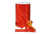 PrÄSent 680 9-709 Geschenkband Merry Christmas Matt Rot/Gold 10,0 Mm X 100,0 M