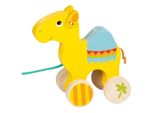 Goki 54886 Animale Dromedario Da Tirare 17,2 X 7,6 X 15,3 Cm, Legno, Giallo/Natura