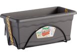 Fioriera Con Sottovaso Integrato 50X20Cm + Supporto In Metallo. Colore Antracite.