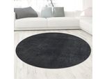 Tappeto Shaggy A Pelo Alto Lavabile Antiscivolo Grigio Antracite Dimensioni - 160 Cm Rotondo