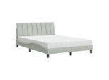 Syfax™ Letto Con Materasso Hanko Grigio Chiaro 140X200 Cm In Velluto