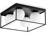 Plafoniera Contemporanea Lingotto Metallo Nero 4 Luci E14 28W Ip20