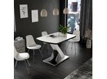 Vicco Tavolo Da Pranzo Chinto, 120 X 80 Cm Estensibile, Nero/Bianco Lucido