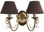 Casa Padrino Lampada Da Parete Doppia In Cristallo Barocco Ottone Con Patina / Testa Di Moro H. 29 Cm