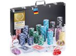 Set Da Poker Professionale Con Valigetta E 300-500 Fiches Pesanti Da 12 G Con Anima In Metallo; Mazzo Da Poker, Carte Da Poker, Dadi, Pulsante Del Mazziere - Colore: Nero 500 Fiches