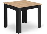 Tavolo Da Pranzo Mado Nero Con Piano In Rovere Artigianale 80X80Cm