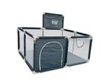 Box Per Bambini, 128X128 Cm, Gioco Attivo Con Recinzione Di Sicurezza, Rete Traspirante E Porta Con Cerniera Per Un Facile Accesso, Grigio Scuro