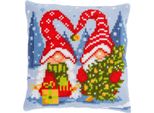 Kit Punto Croce Timbrato Vervaco Cuscino "Gnomi Di Natale"", 40X40Cm"