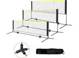 Rete Da Badminton Regolabile In Altezza - Rete Da Pallavolo Larga 3 M - Rete Da Pickleball Pieghevole - Set Di Reti Da Tennis Portatile Con Pali, Supporto E Borsa Per Il Trasporto - Ideale Per I Giochi In Giardino