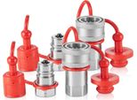 Attacchi Idraulici Conici Da 1/2 Pollice Npt Per Minipale - Iso 5675 - Acciaio Temprato - Blocco Manicotto - Tappi Antipolvere - Zigrinatura Antiscivolo