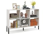 Costway Libreria A 6 Scomparti, Scaffale Verticale Con Gambe Metalliche Rialzate E Ripiani Regolabili, Scaffale A Cubo, Scaffale Portaoggetti 120X35X79,5 Cm Bianco