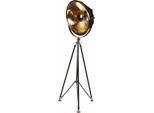 Casa Padrino Lampada Da Studio Retrò A Treppiede Nero/Oro H. 190 Cm - Lampada Da Terra In Metallo