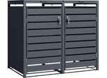 Axi Lucas Copribidone Spazzatura In Metallo Grigio - Copri Bidone Spazzatura 2 Contenitore - Max. 240L - Copribidone Spazzatura Esterno Con Eccellente Ventilazione