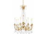 Casa Padrino Lampadario In Cristallo Barocco Oro Antico Ø 80 X H. 116 Cm - Qualità Lusso