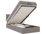 Vidaxl Ottoman Letto Con Materasso E Led Taupe 90X200 Cm Tessuto
