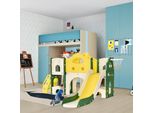 Scivolo Per Bambini 7 In 1 Da Interno Ed Esterno Per 1-6 Anni, Parco Giochi Per Bambini Con Scivolo Lungo, Box Portaoggetti, Tunnel, Scala, Canestro E Area Di Passaggio, Scivolo Da Giardino, Verde
