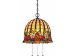 Casa Padrino Lampada A Sospensione Tiffany Rose Colorate / Bronzo Ø 38,1 X H. 38,3 Cm