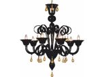 Casa Padrino Lampadario In Cristallo Barocco Nero/Oro Ø 60 X H. 70 Cm - Italy