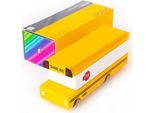 Candylab Auto Giocattolo In Legno - Scuolabus Giallo Rosso Bianco - Design Classico