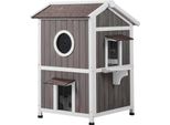 Vevor Casetta Per Gatti Da Esterno Resistente Alle Intemperie, Rifugio Grande A 2 Piani In Legno Per Gatti Da Esterno Con Porte, Sportelli In Pvc, Una Finestra Trasparente, 58,4 Cm L X 66 Cm L X 91,4 Cm A