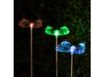 1X Lampada Da Giardino Solare A Led Con Energia Solare - Lampada Decorativa A Forma Di Farfalla Per Esterni - Led Rgb - Altezza 43,5 Cm - Con Picchetto - Accensione/Spegnimento Automatico - Illuminazione D'atmosfera Per Giardini E Vialetti [11393]