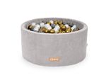 Flumi Piscina Di Palline Baby - Piscina Di Palline Per Bambini 90X40Cm Con 200 Palline ∅ 7Cm Eu - Grigio + Palline Grigio-Oro