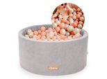 Flumi Piscina Di Palline Baby - Piscina Di Palline Per Bambini 90X40Cm Con 200 Palline ∅ 7Cm Eu - Grigio + Palline Color Pesca
