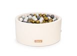 Flumi Piscina Di Palline Baby - Piscina Di Palline Per Bambini 90X40Cm Con 200 Palline ∅ 7Cm Eu - Crema Chiaro + Palline Grigio-Oro