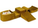 Parco Giochi In Schiuma Con Ponte E Piscina Micro Velvet Gold + 100 Palline: Oro Chiaro, Beige, Madreperla, Oro Rosa