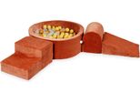 Parco Giochi In Schiuma Con Piscina Rotonda 90X30 Argilla Canyon Morbida E Vellutata + 200 Palline: Beige, Oro, Trasparente