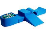 Parco Giochi In Schiuma Con Ponte E Piscina Micro Blu + 100 Palline: Turchese, Bianco, Grigio