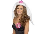 Smiffys - Tiara E Velo Da Donna "Bride To Be"" - Plastica SM716 (Taglia Unica) (Bianco/Rosa)"