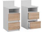 Vicco Comodino Monty, 25 X 59.1 Cm Set Di 2, Bianco/Sonoma