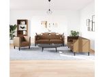 Vidaxl Set Di Divani Chesterfield A 3 Pezzi In Ecopelle Marrone Effetto Scamosciato