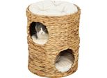 Fusto Tiragraffi Pawhut, Fusto Per Gatti Alto 50 Cm Con 2 Grotte, Tiragraffi Con Cuscino, Torre Per Gatti In Giacinto D'acqua, Per Gatti Fino A 3,5 Kg, Marrone Chiaro
