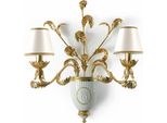 Casa Padrino, Doppia Applique Barocca Bianco/Oro 59 Cm - Italy